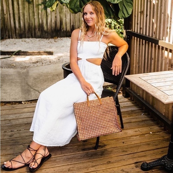 Faithfull the Brand Tayari Midi Dress White Linen Cutout Medium NWT - Picture 1 of 7